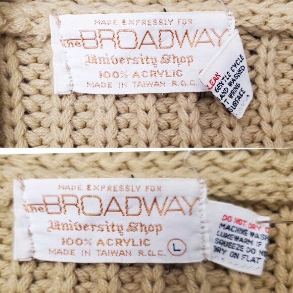 Vintage 70s Broadway Men's Big Lebowski Dude Style Knit Cardigan Shawl Collar L - Picture 3 of 7